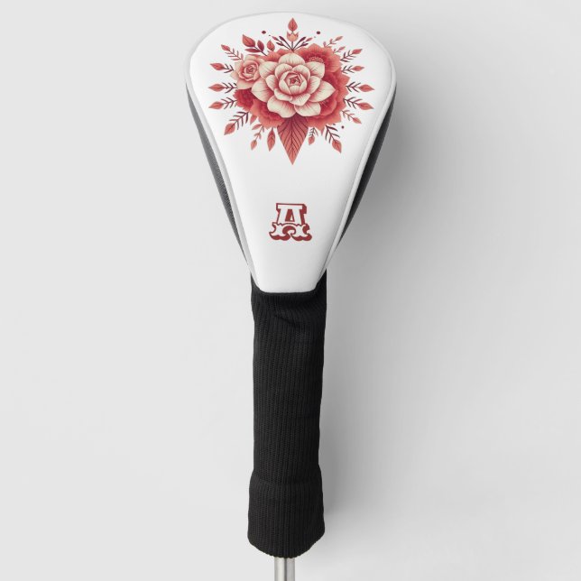 Beautiful Dusty Rose Boho Floral Custom & Stylish  Golf Head Cover (Front)