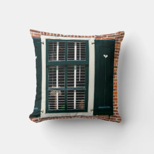 Beautiful dutch traditional houses. Brick wall wit Throw Pillow