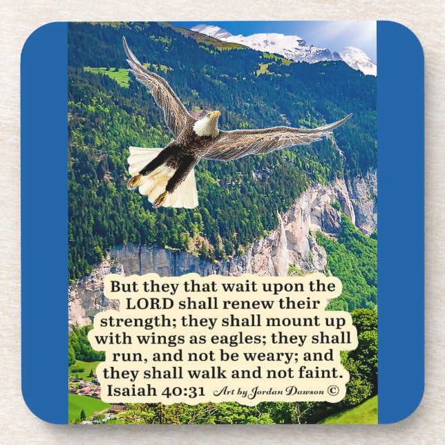 Beautiful Eagle Scripture Isaiah 40:31 Coaster (Front)