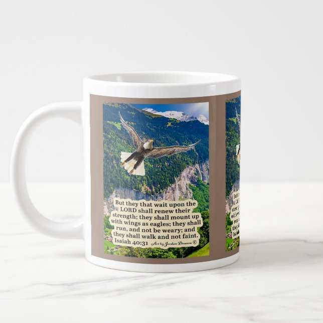 Beautiful Eagle Scripture Isaiah 40:31 Large Coffee Mug (Left)