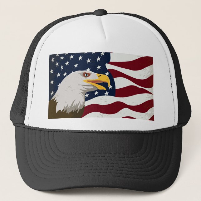 Beautiful Eagle & USA Flag Hat (Front)