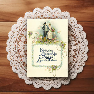Beautiful Early 1900's Vintage Birthday Greeting Postcard