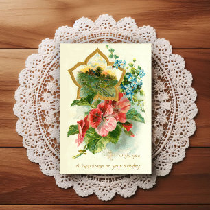 Beautiful Early 1900's Vintage Birthday Greeting Postcard
