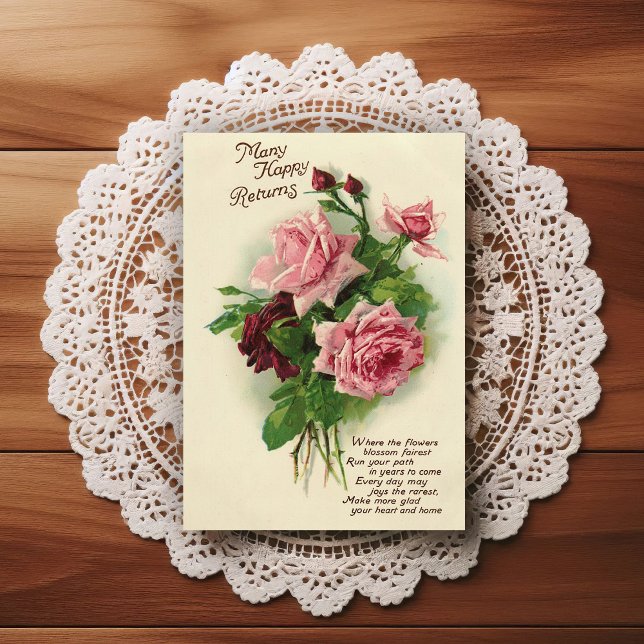 Beautiful Early 1900's Vintage Birthday Greeting Postcard (Creator Uploaded)