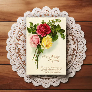 Beautiful Early 1900's Vintage Birthday Greeting Postcard