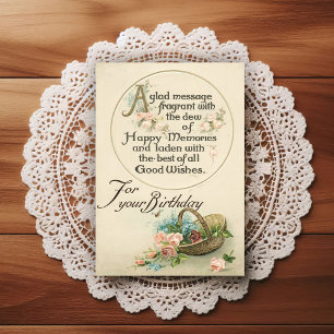 Beautiful Early 1900's Vintage Birthday Greeting Postcard