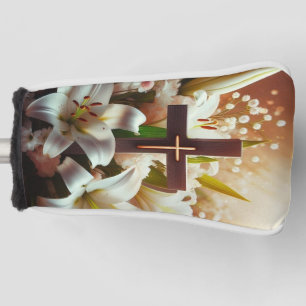 Beautiful Easter lily cross Golf Head Cover