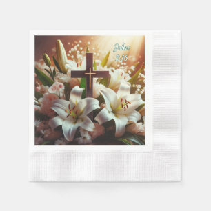 Beautiful Easter lily cross Napkin