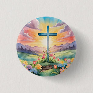 Beautiful Easter Watercolor Art 1 Inch Round Button