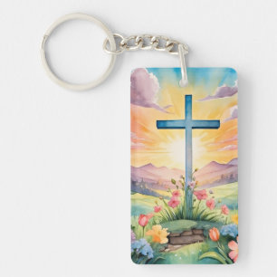 Beautiful Easter Watercolor Art Keychain