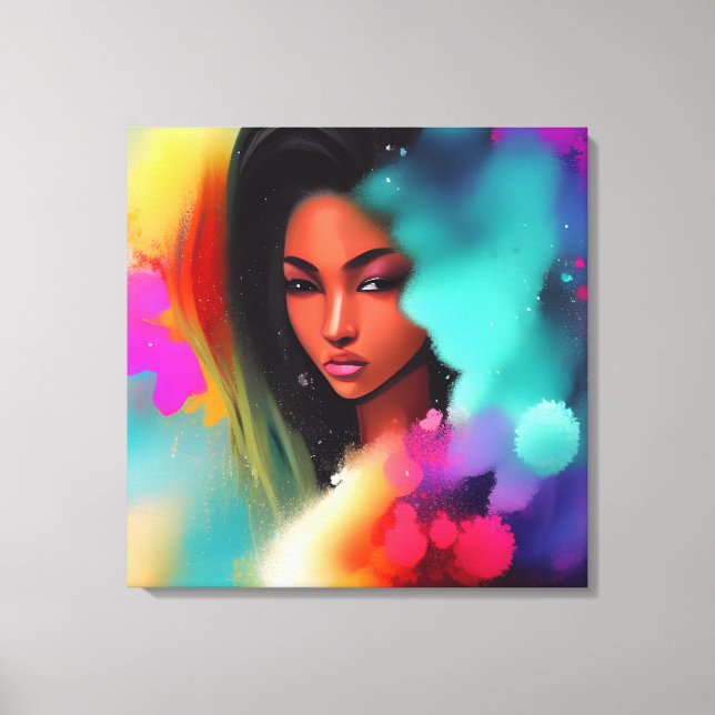 Beautiful ebony girl abstract canvas print (Front)