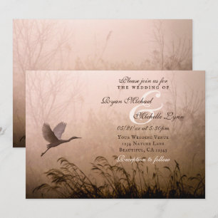 Beautiful Egret, White Heron Flying Wedding Invitation