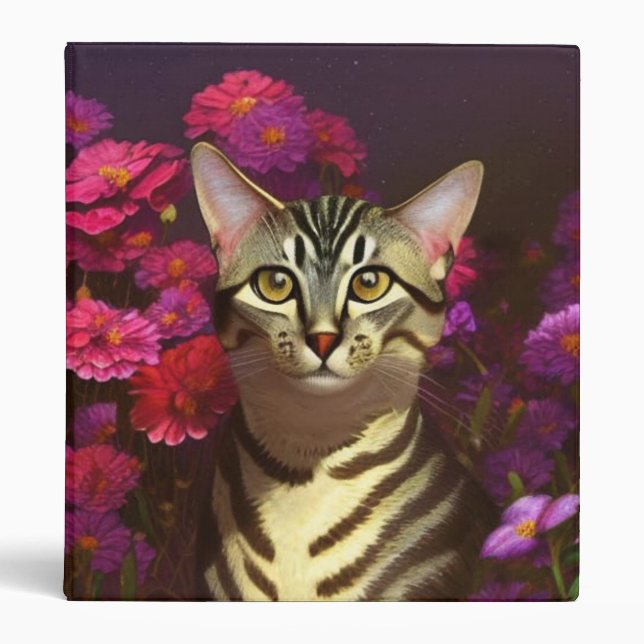 Beautiful Egyptian Mau Cat in a Night Garden   Binder (Front)