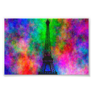 Beautiful Eiffel tower colourful cloth back Photo Print