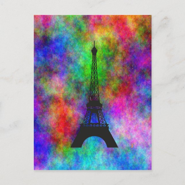 Beautiful Eiffel tower Paris colourful cloth Postcard (Front)