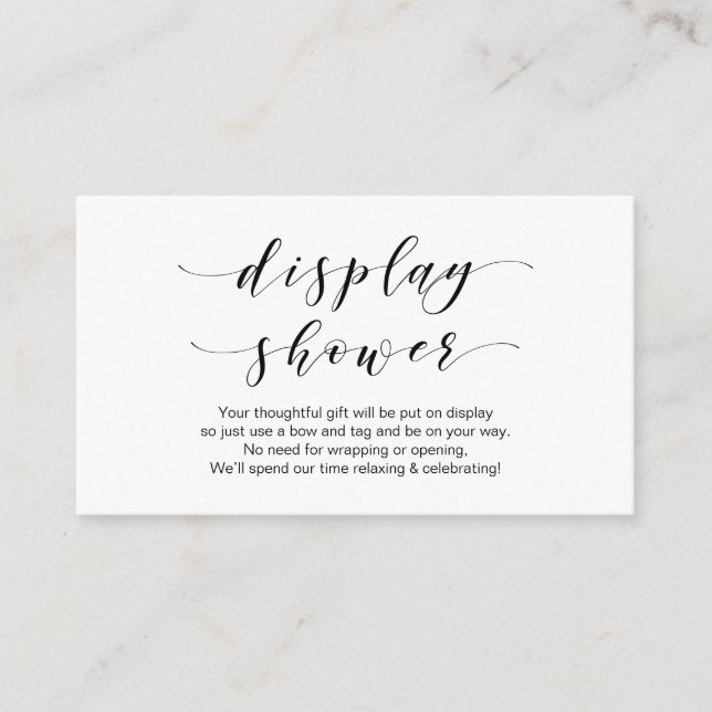 Beautiful Elegance, Black script, Display Shower Enclosure Card (Front)