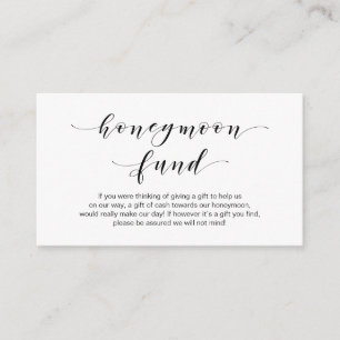 Beautiful Elegance, Black script Honeymoon Fund Enclosure Card