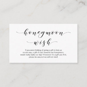 Beautiful Elegance, Black script Honeymoon Wish Enclosure Card