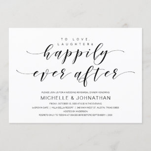 Beautiful Elegance, Black Script, Rehearsal Dinner Invitation