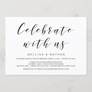 Beautiful Elegance, Black, Wedding Elopement Invitation