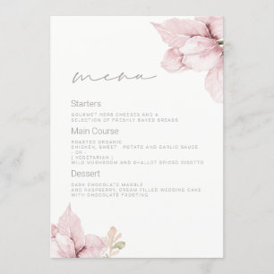 Beautiful Elegance Blush Floral Wedding Menu