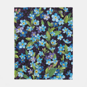 Beautiful elegance forget me not seamless pattern fleece blanket