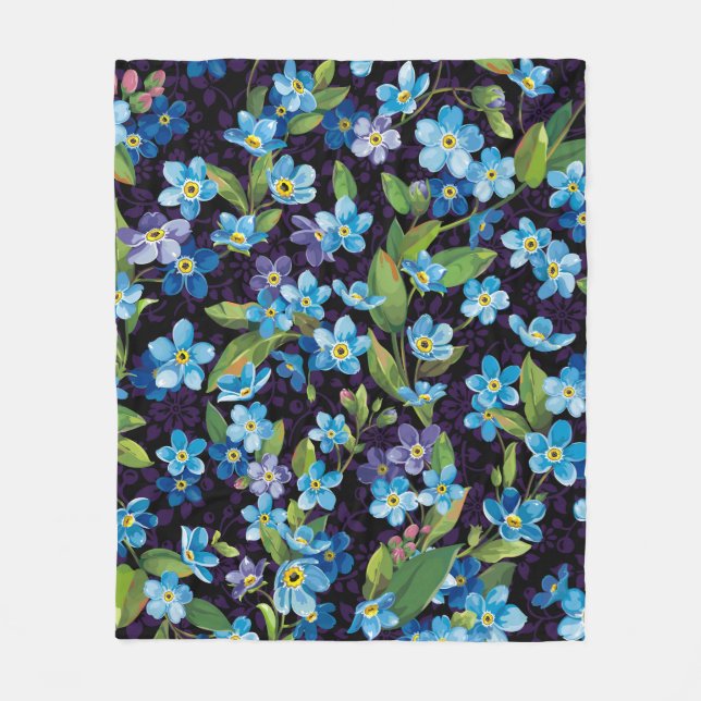 Beautiful elegance forget me not seamless pattern fleece blanket (Front)