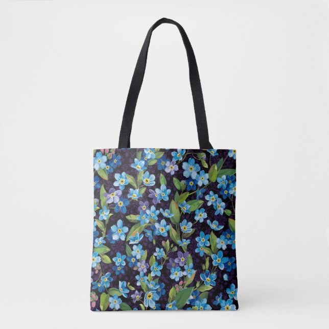Beautiful elegance forget me not seamless pattern tote bag (Front)