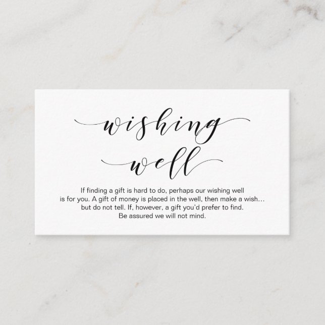 Beautiful Elegance, in Black, Wedding Wishing Well Enclosure Card (Front)