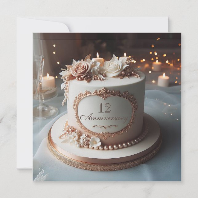 BEAUTIFUL ELEGANT ANNIVERSARY CAKE GREETING (Front)