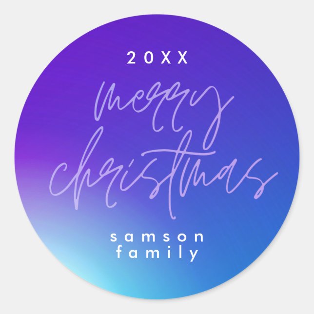 Beautiful Elegant Christmas Gradient Holiday Classic Round Sticker (Front)