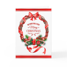 Beautiful & Elegant Christmas Wreath Greeting Card