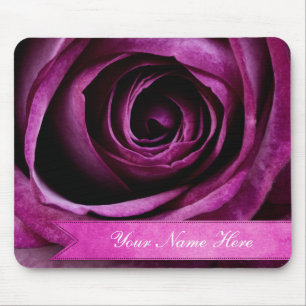 Beautiful Elegant Dramatic Purple Rose with Ribbon Mouse Pad