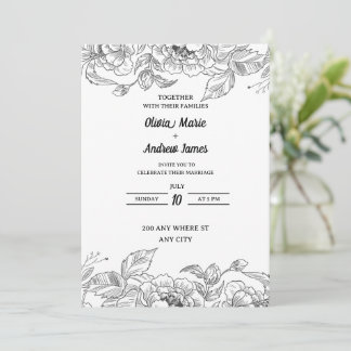 beautiful elegant floral wedding invitation