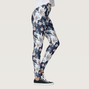 Beautiful elegant flower pattern leggings