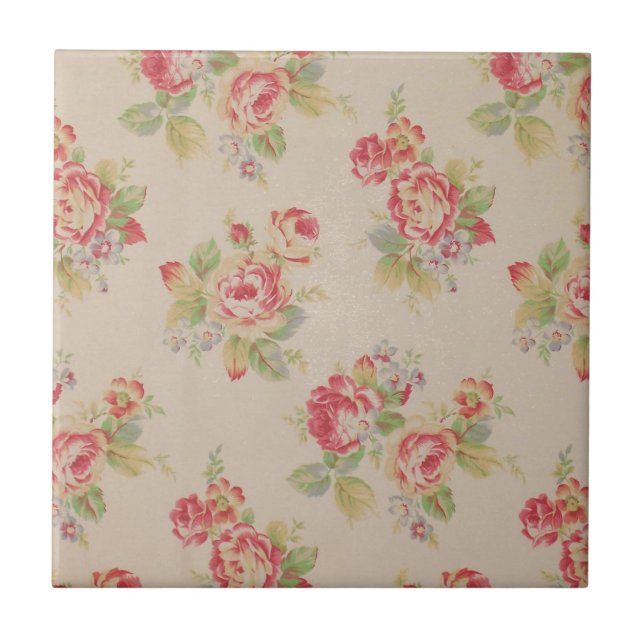 Beautiful elegant girly vintage floral pattern tile (Front)