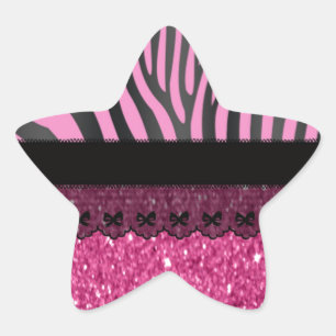 Beautiful elegant girly zebra lace glitter star sticker