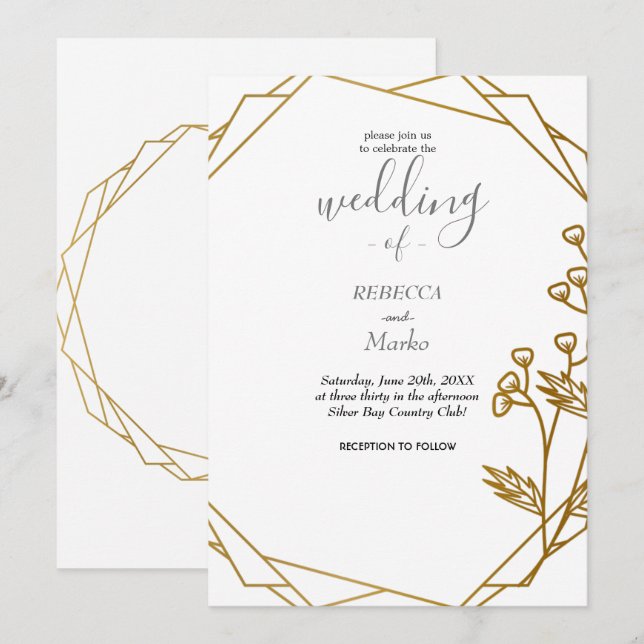 Beautiful elegant gold invitation (Front/Back)