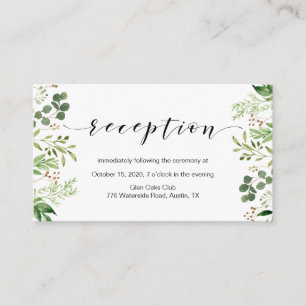 Beautiful Elegant Greenery, Wedding Reception Enclosure Card