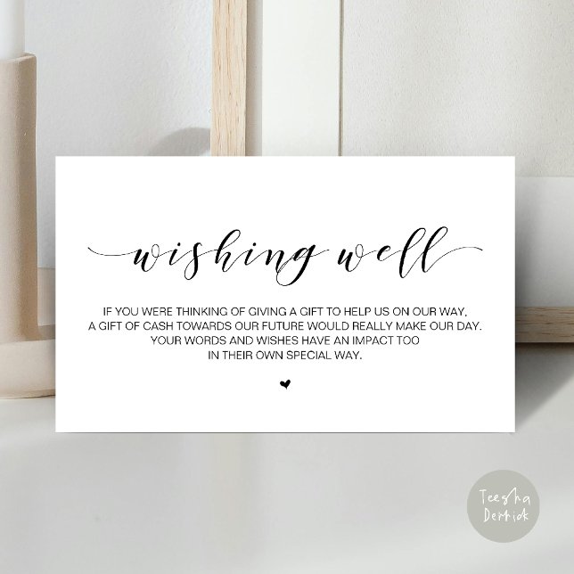 Beautiful Elegant, in Black, Wedding Wishing Well  Enclosure Card (Beautiful Elegant Wedding Wishing Well, A Note On Gifts Enclosure Card in Black and White)