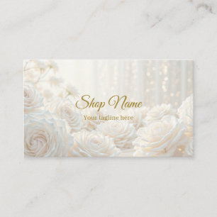 Beautiful Elegant Luxury White Rose Floral Spark Business Card
