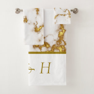 Beautiful elegant Modern Marble Monograms design Bath Towel Set