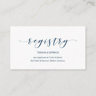 Beautiful Elegant, Navy Script, Wedding Registry Enclosure Card