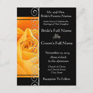 Beautiful Elegant Orange Rose Wedding Invitation Postcard