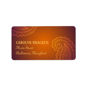 Beautiful Elegant Paisley Floral Design Label