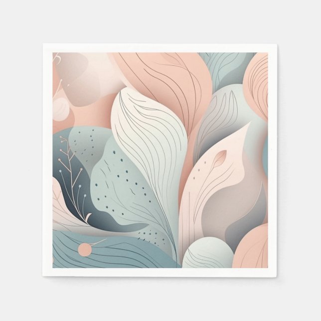 Beautiful elegant pastel leaves design napkin (Front)