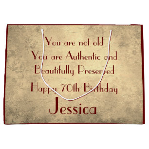 Beautiful elegant personalised 70th Birthday Large Gift Bag