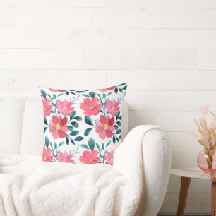 Beautiful Elegant pink flower pattern   Throw Pillow