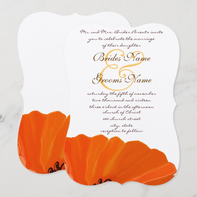 Beautiful Elegant Poppy Wedding Invitation (Front/Back)