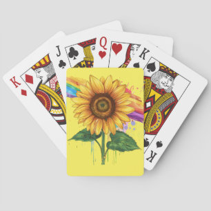 beautiful elegant print with a sunflower playing cards